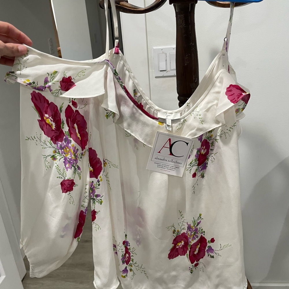 Joie White Asymmetrical Ruffled Blouse